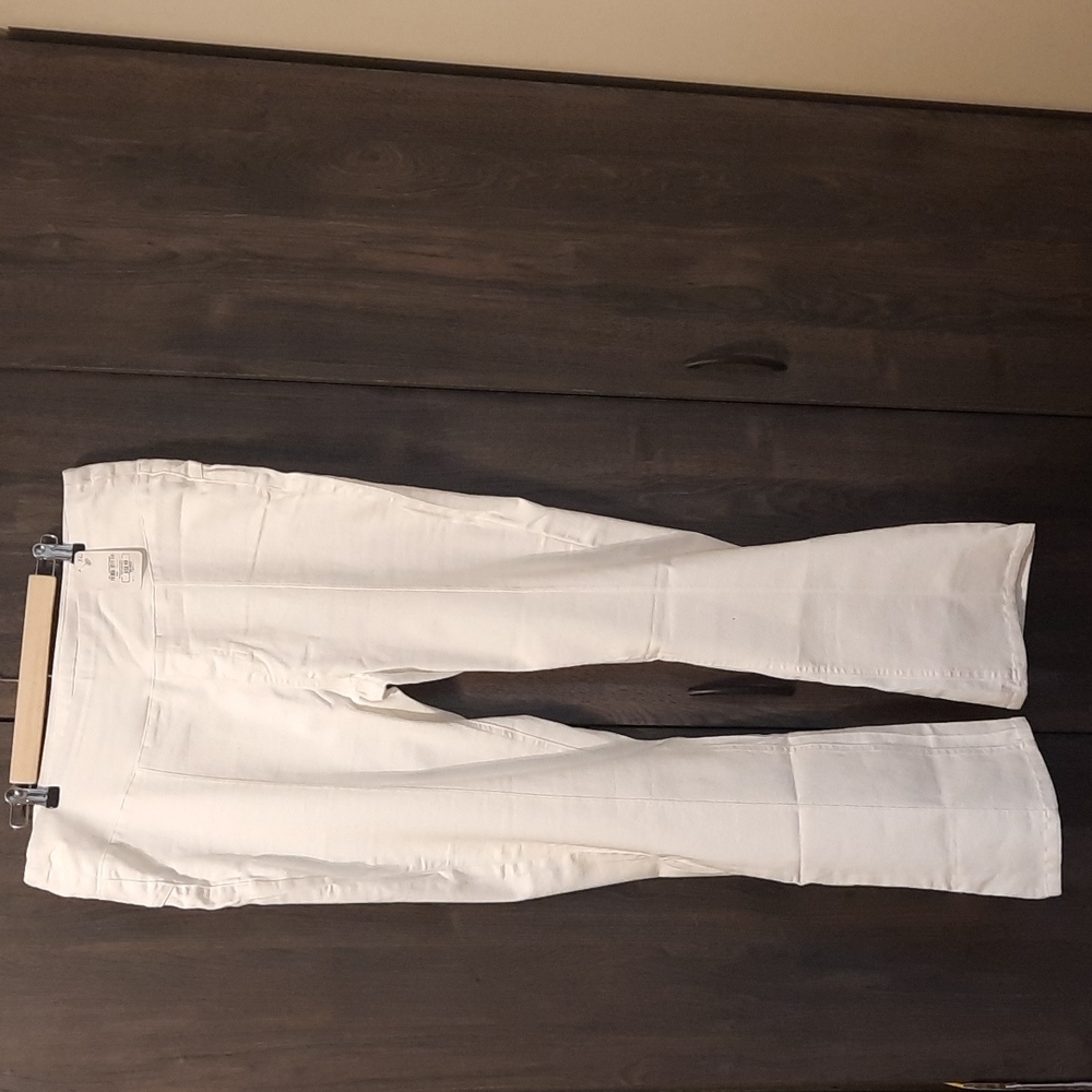 White, bootcut, jeans with elastic waist